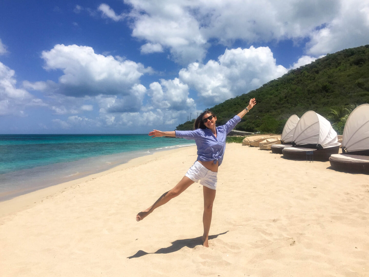 Antigua Love beach Jacqui Os sun loungers