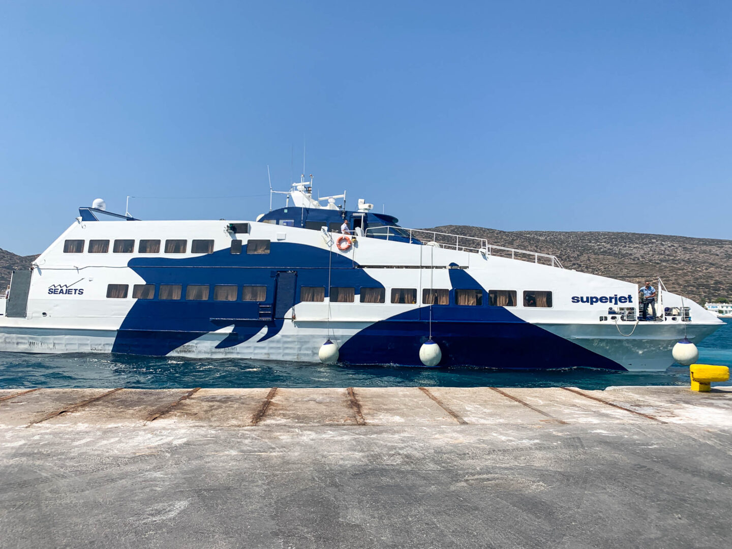 Catamaran in port