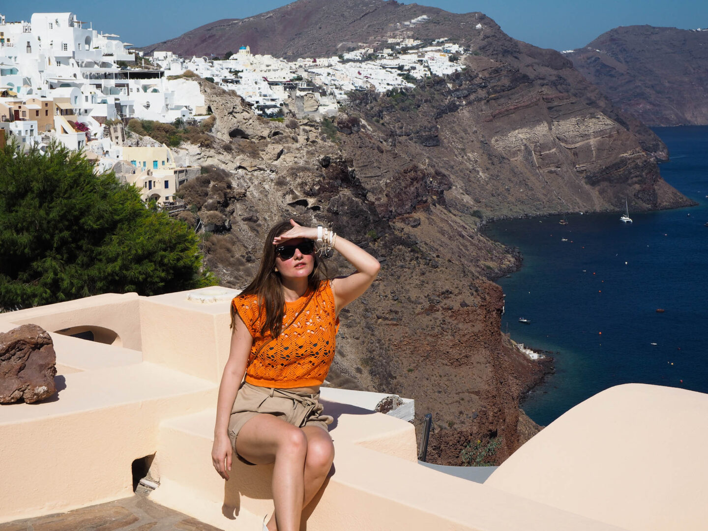 Santorini pink wall Oia